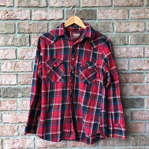 Vintage Red Wrangler Pearl Snap Flannel (M)